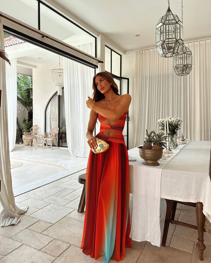 Sloane | Cutout Backless Chiffon Maxi Summer Dress