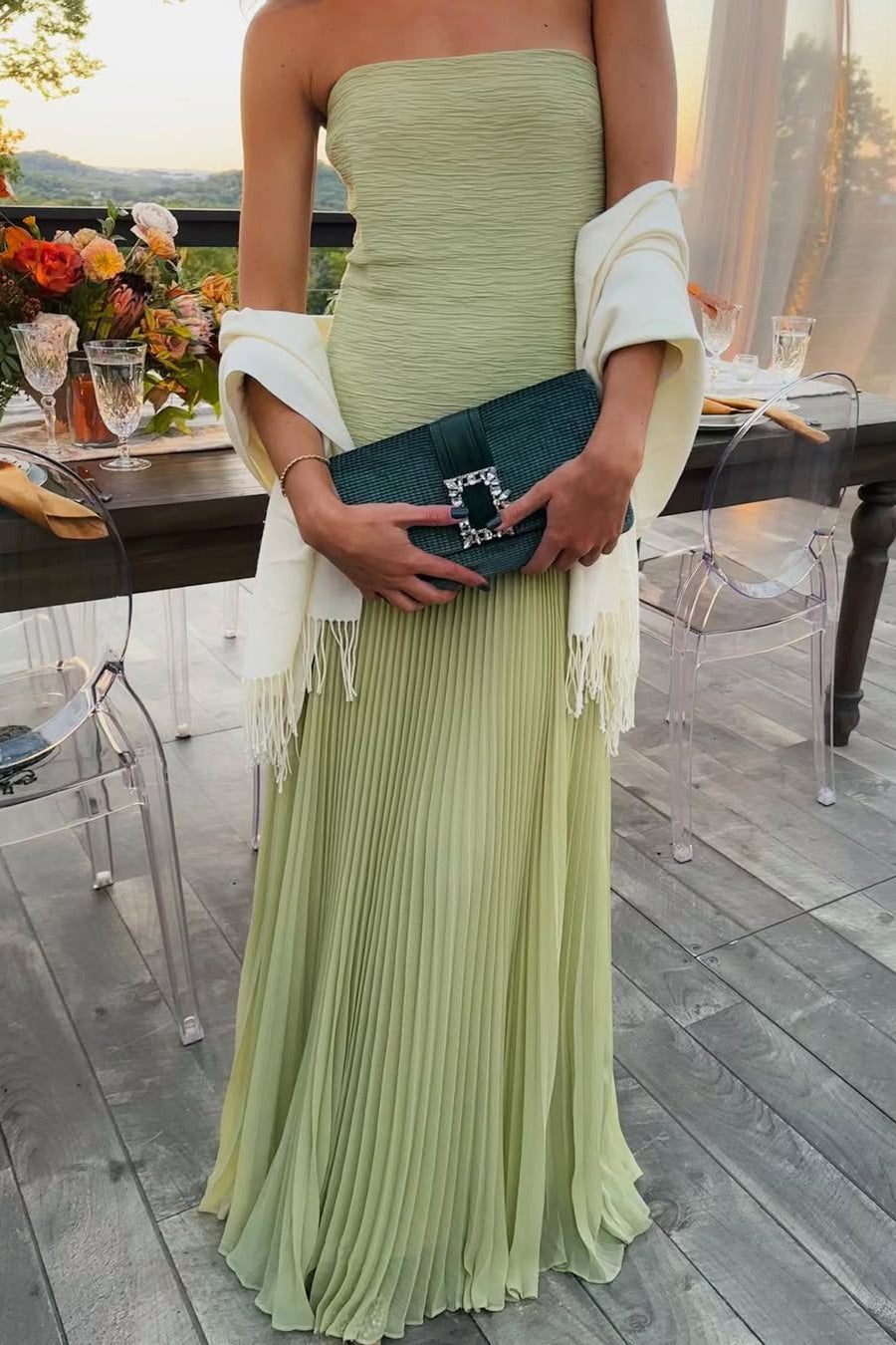 Vivienne | Strapless Drop Waist Wedding Guest Maxi Dress
