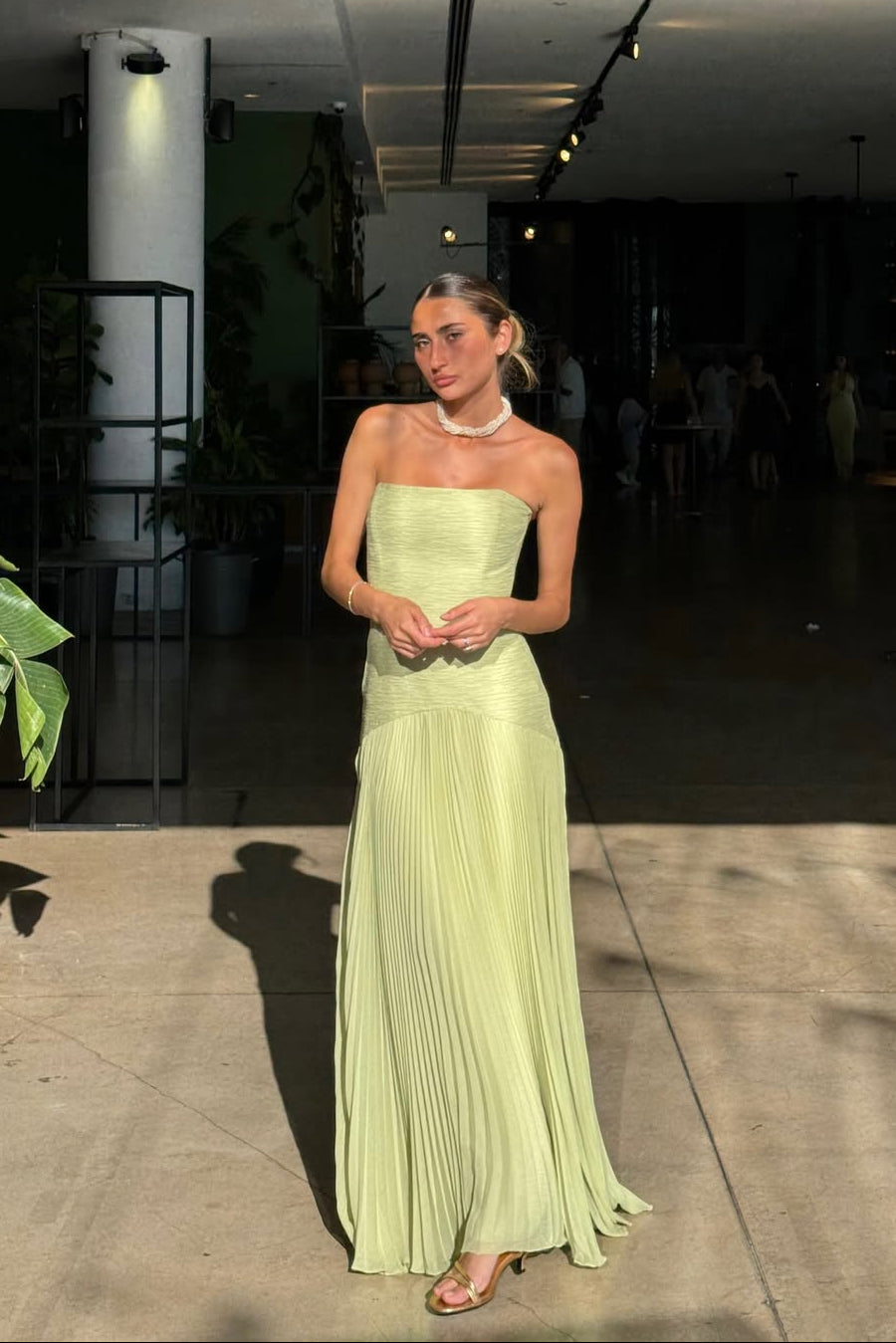 Vivienne | Strapless Drop Waist Wedding Guest Maxi Dress