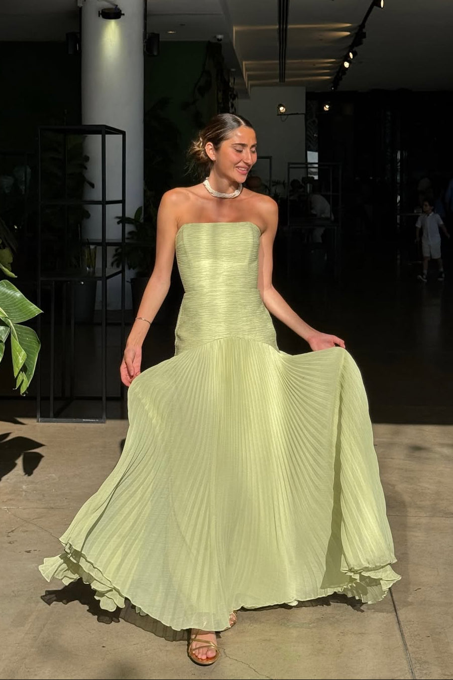 Vivienne | Strapless Drop Waist Wedding Guest Maxi Dress