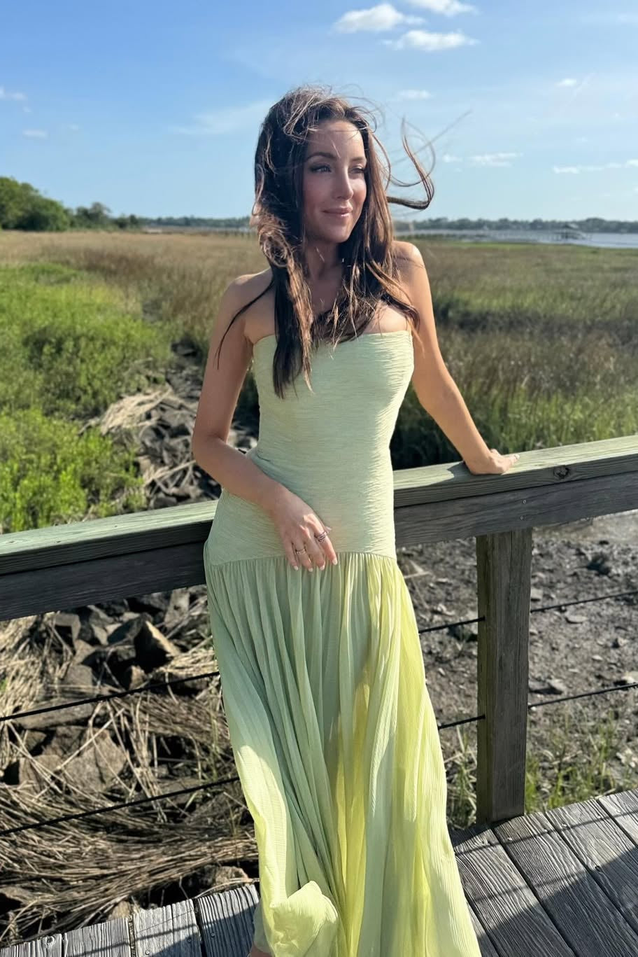 Vivienne | Strapless Drop Waist Wedding Guest Maxi Dress