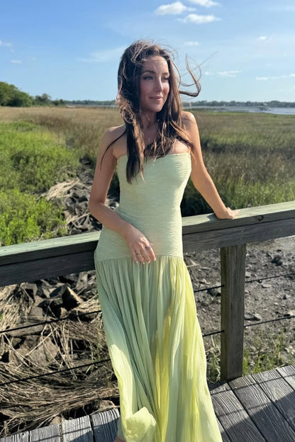 Vivienne | Strapless Drop Waist Wedding Guest Maxi Dress