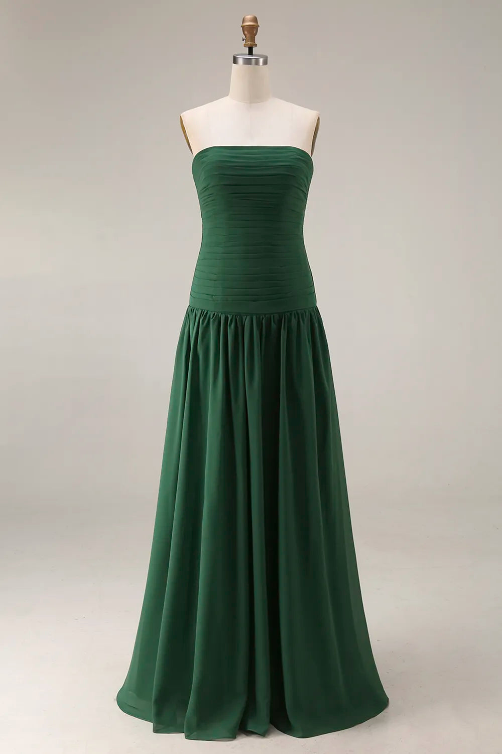 Gwen | Ruched Strapless Drop Waist Maxi Bridesmaid Dress