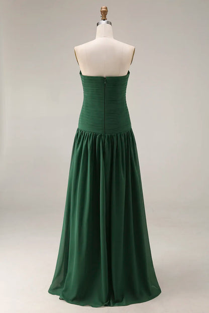 Gwen | Ruched Strapless Drop Waist Maxi Bridesmaid Dress