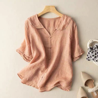 Clémence | Vintage Short Sleeve Button Down Blouse