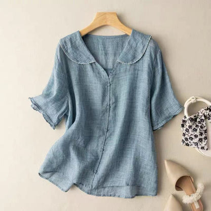 Clémence | Vintage Short Sleeve Button Down Blouse