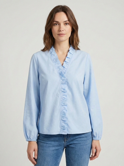 Éloise | Ruffle V Neck Long Sleeve Summer Blouse