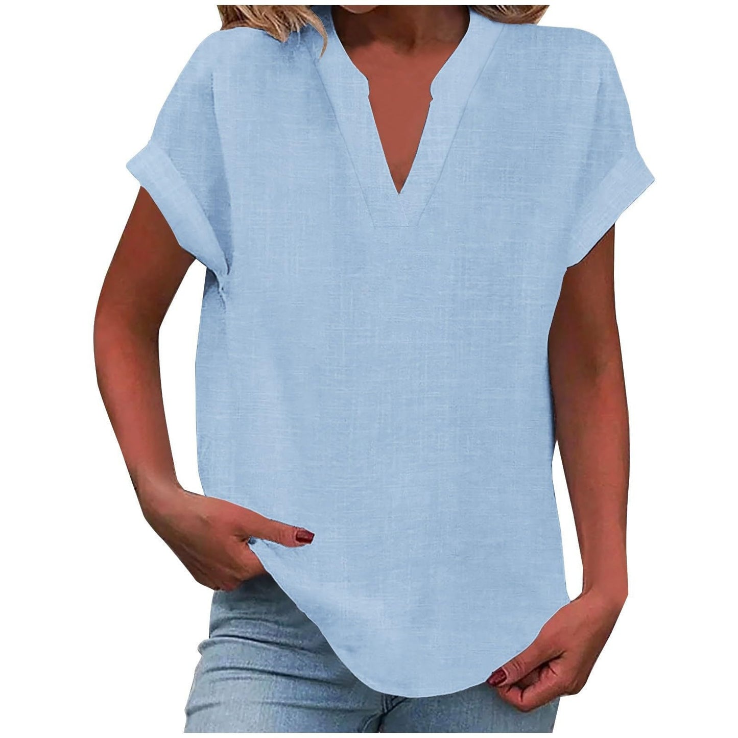 Paige | V Neck Short Sleeve Oversized Blouse