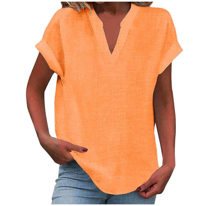 Paige | V Neck Short Sleeve Oversized Blouse