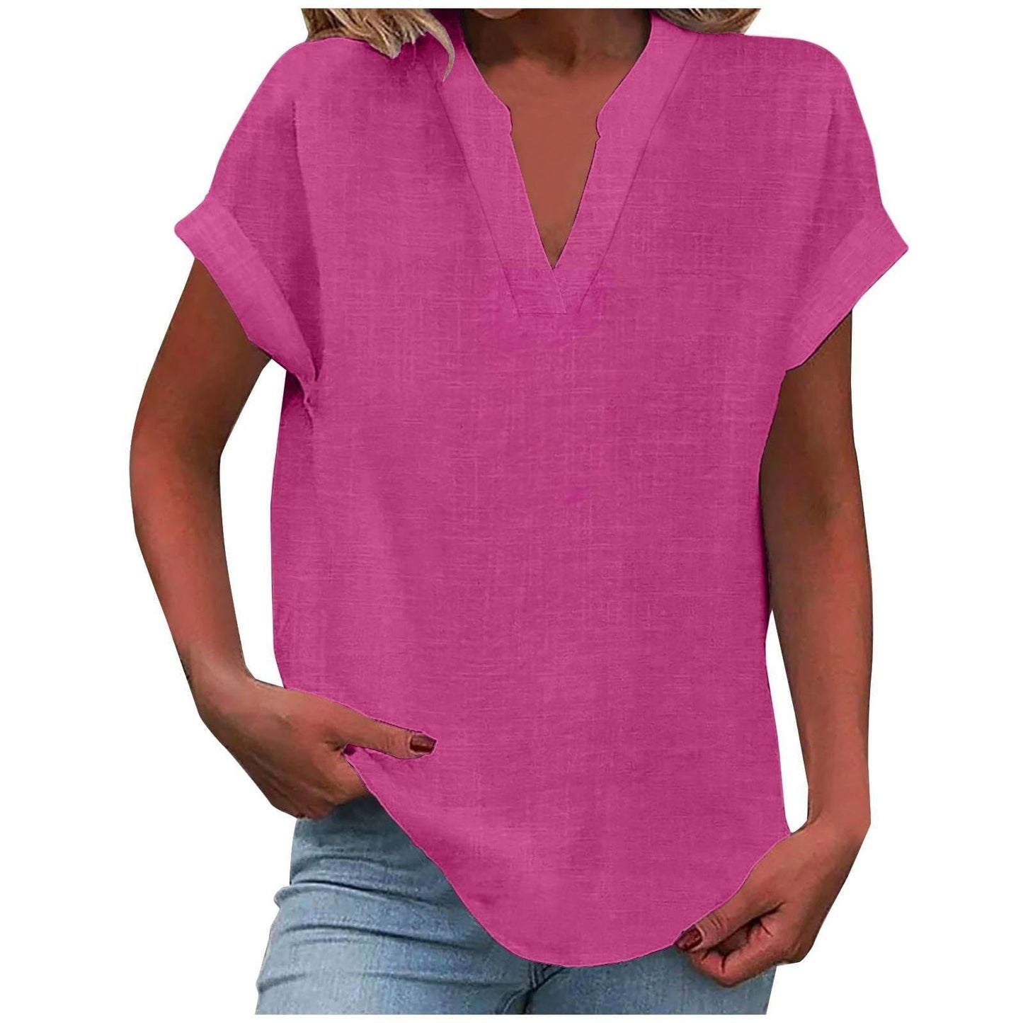 Paige | V Neck Short Sleeve Oversized Blouse