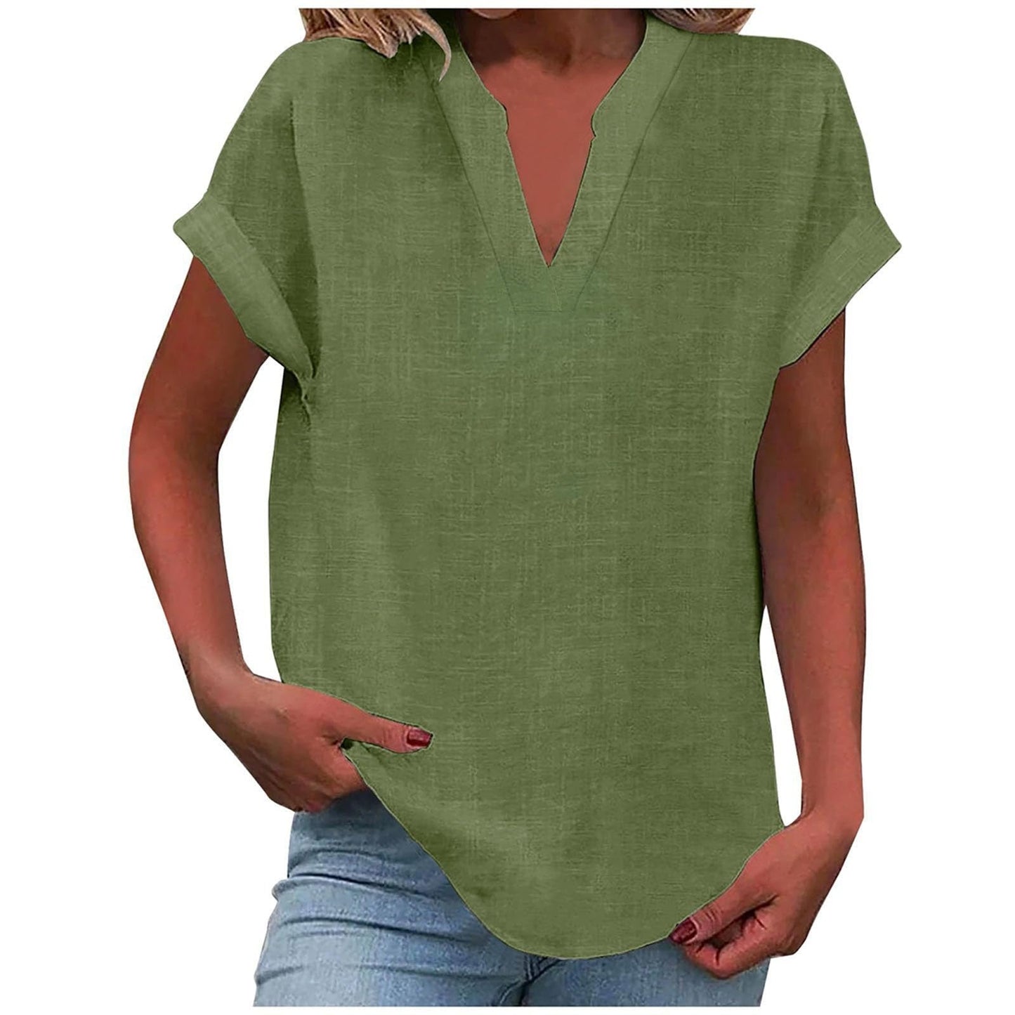 Paige | V Neck Short Sleeve Oversized Blouse