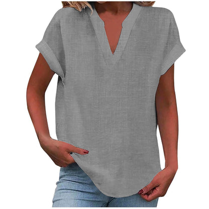 Paige | V Neck Short Sleeve Oversized Blouse