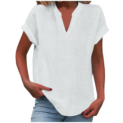 Paige | V Neck Short Sleeve Oversized Blouse