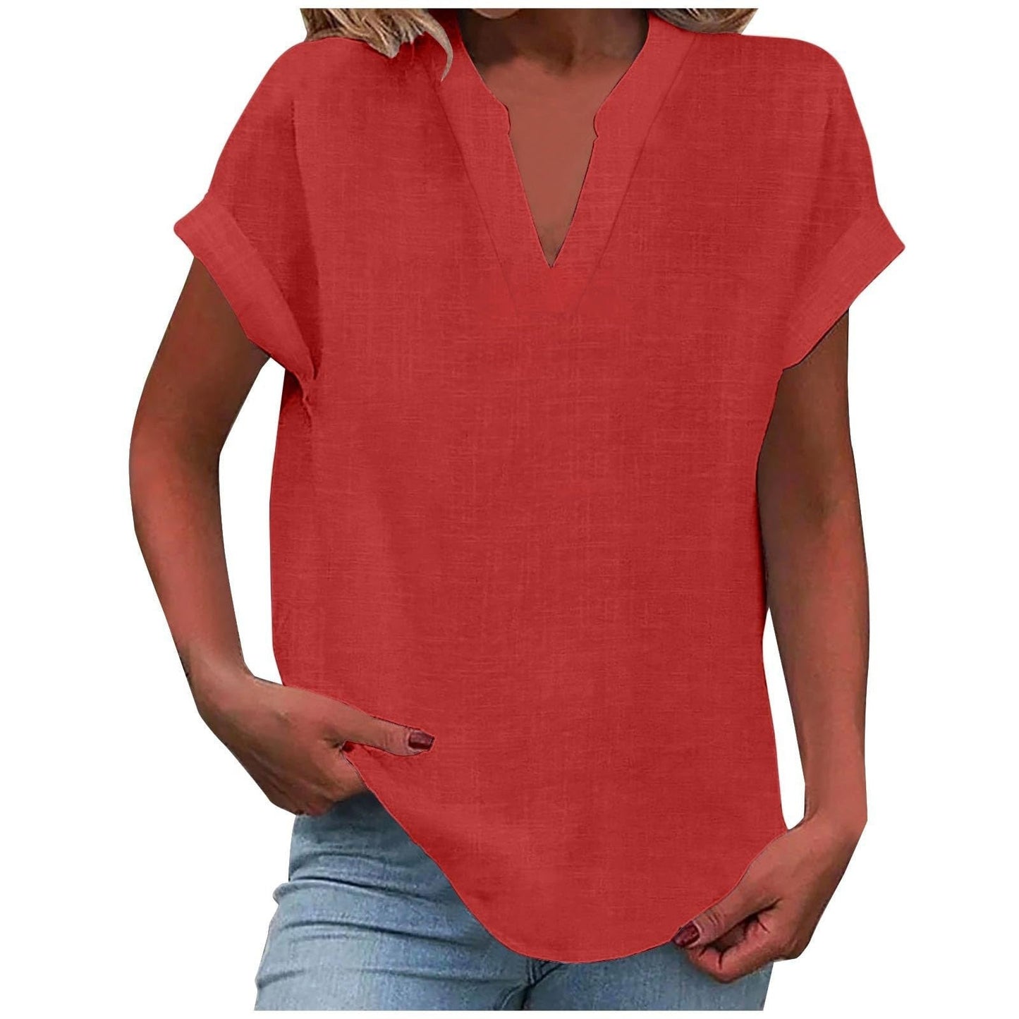 Paige | V Neck Short Sleeve Oversized Blouse