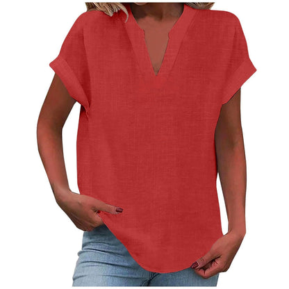 Paige | V Neck Short Sleeve Oversized Blouse