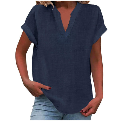 Paige | V Neck Short Sleeve Oversized Blouse