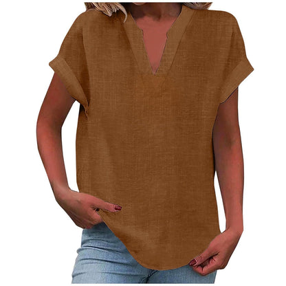 Paige | V Neck Short Sleeve Oversized Blouse
