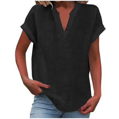 Paige | V Neck Short Sleeve Oversized Blouse