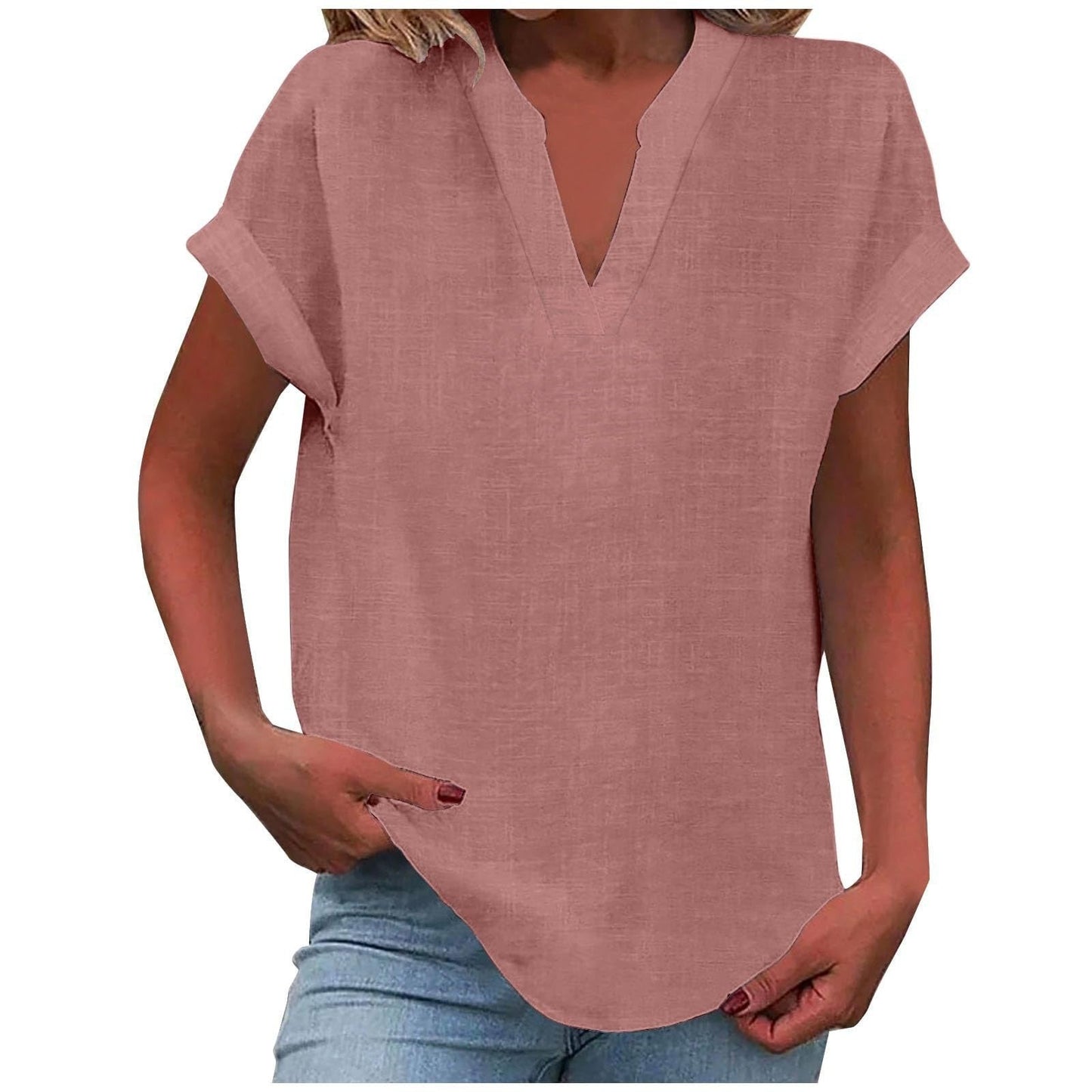 Paige | V Neck Short Sleeve Oversized Blouse