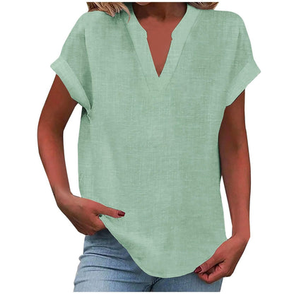 Paige | V Neck Short Sleeve Oversized Blouse