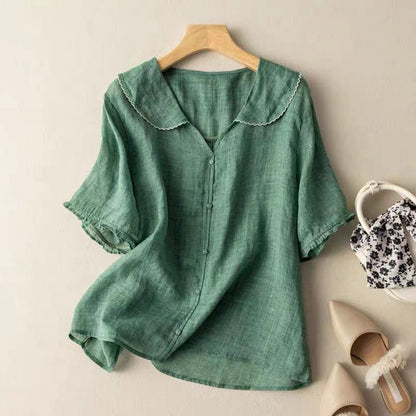 Clémence | Vintage Short Sleeve Button Down Blouse