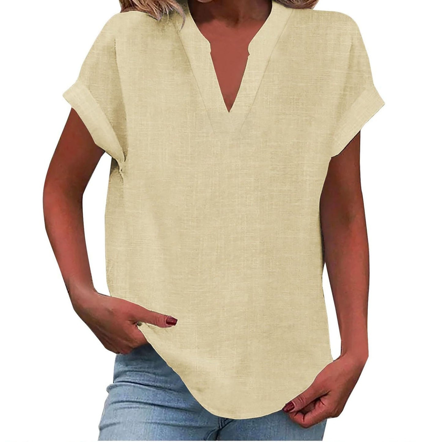 Paige | V Neck Short Sleeve Oversized Blouse