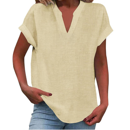 Paige | V Neck Short Sleeve Oversized Blouse