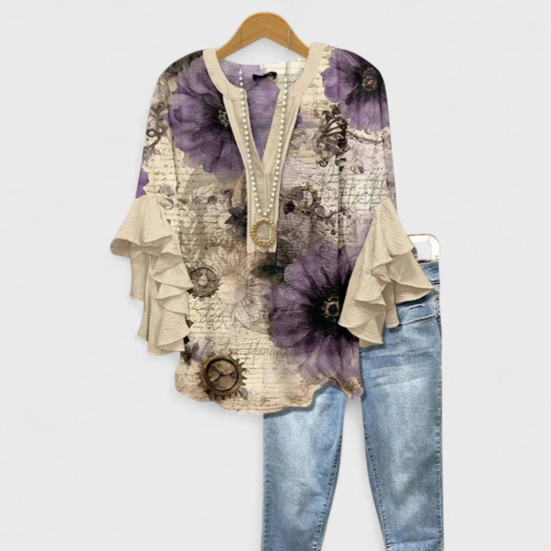 Loretta | Floral Ruffle Sleeve Day Blouse