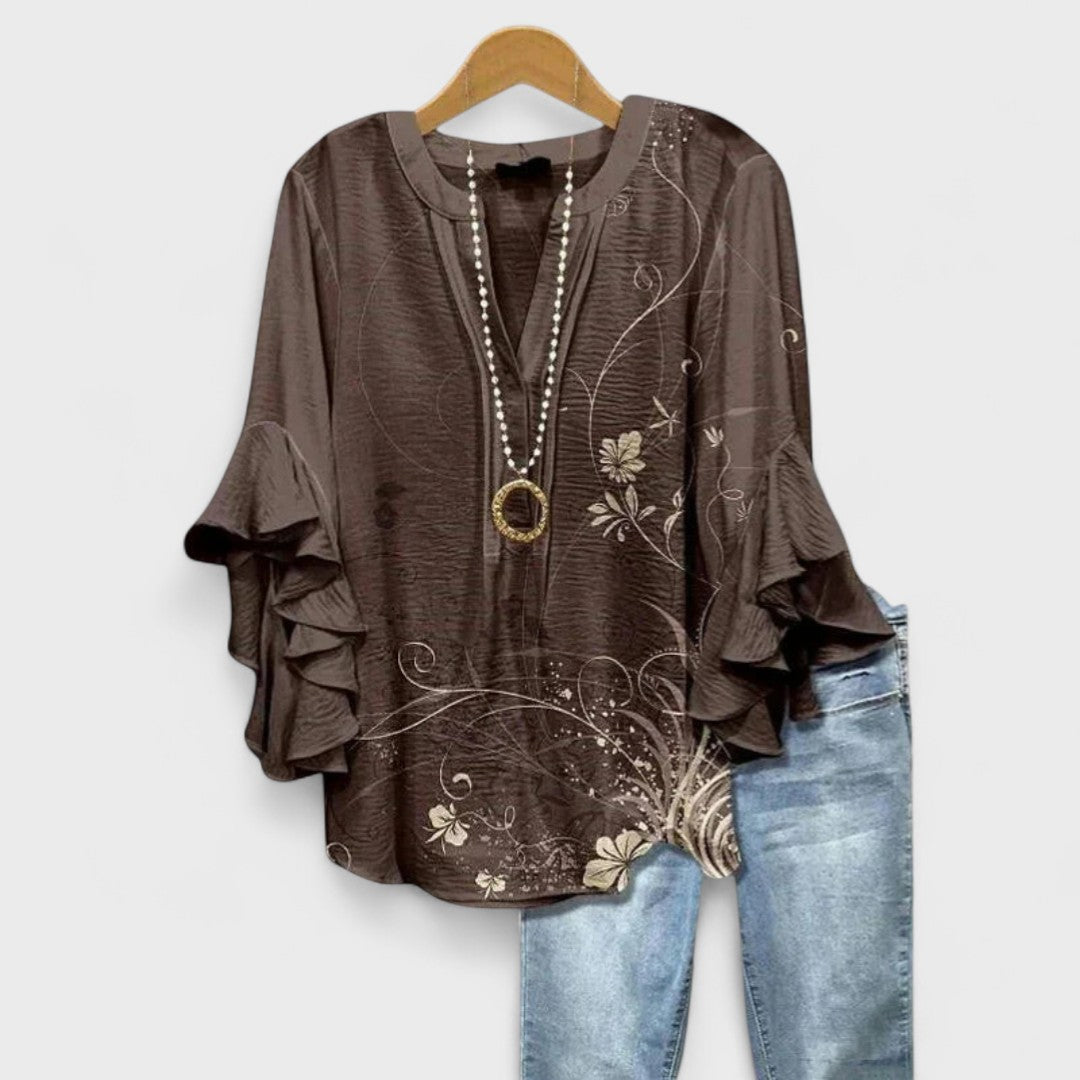 Loretta | Floral Ruffle Sleeve Day Blouse