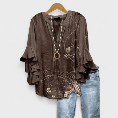 Loretta | Floral Ruffle Sleeve Day Blouse
