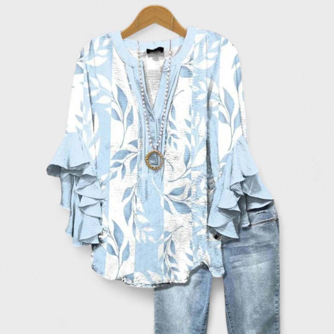 Loretta | Floral Ruffle Sleeve Day Blouse