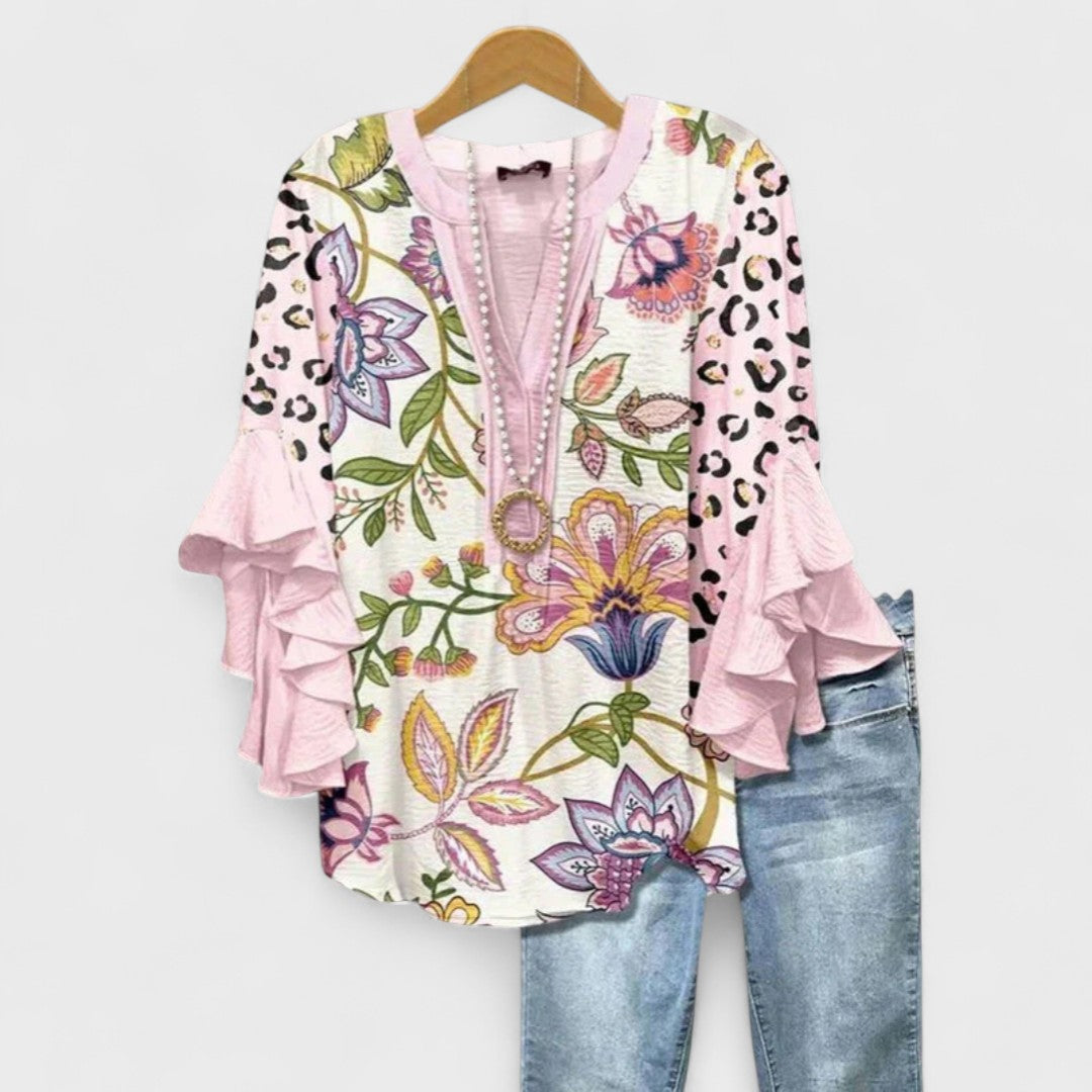 Loretta | Floral Ruffle Sleeve Day Blouse