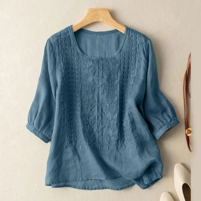 Lydia | Embroidered Puff Sleeve Boho Blouse