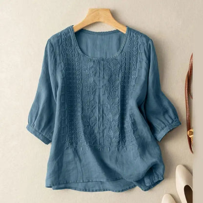 Lydia | Embroidered Puff Sleeve Boho Blouse