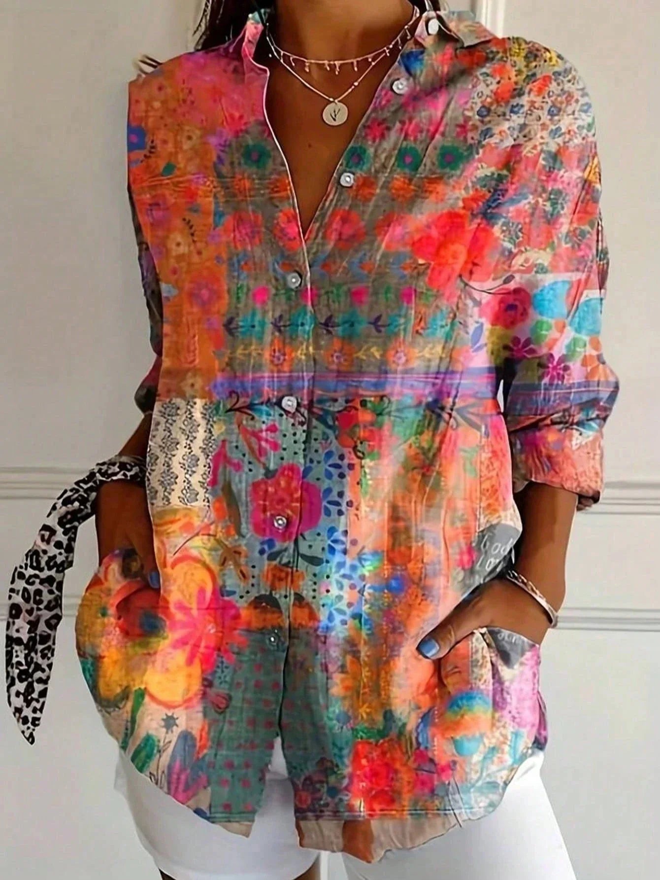 Marisol | Floral Print Button Down Summer Blouse
