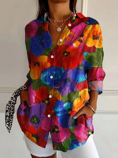 Marisol | Floral Print Button Down Summer Blouse