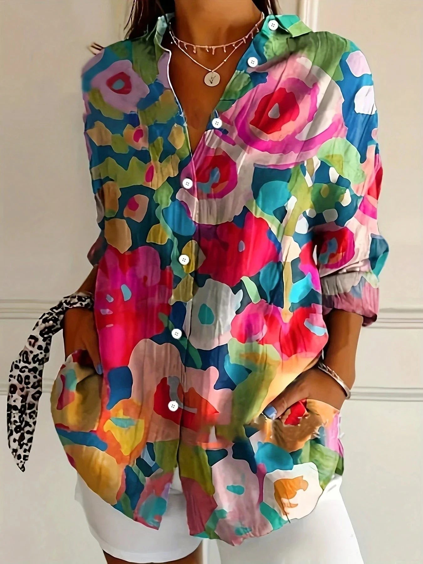 Marisol | Floral Print Button Down Summer Blouse