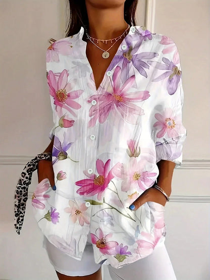 Marisol | Floral Print Button Down Summer Blouse