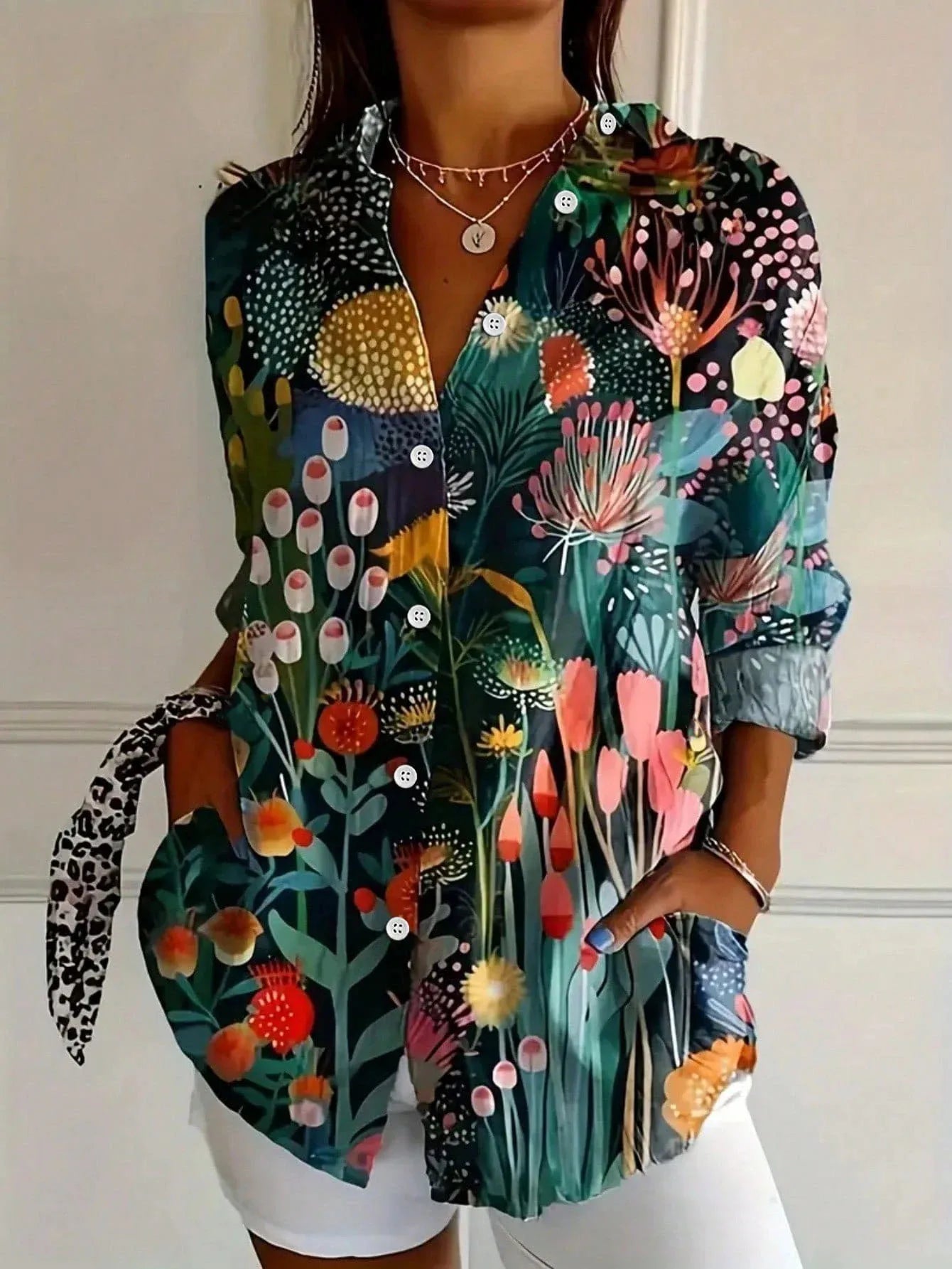 Marisol | Floral Print Button Down Summer Blouse