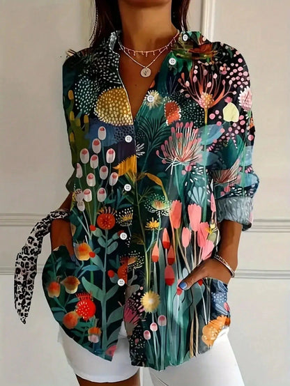 Marisol | Floral Print Button Down Summer Blouse