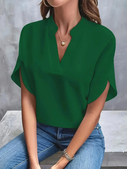 Tessa | V Neck Split Sleeve Chiffon Blouse