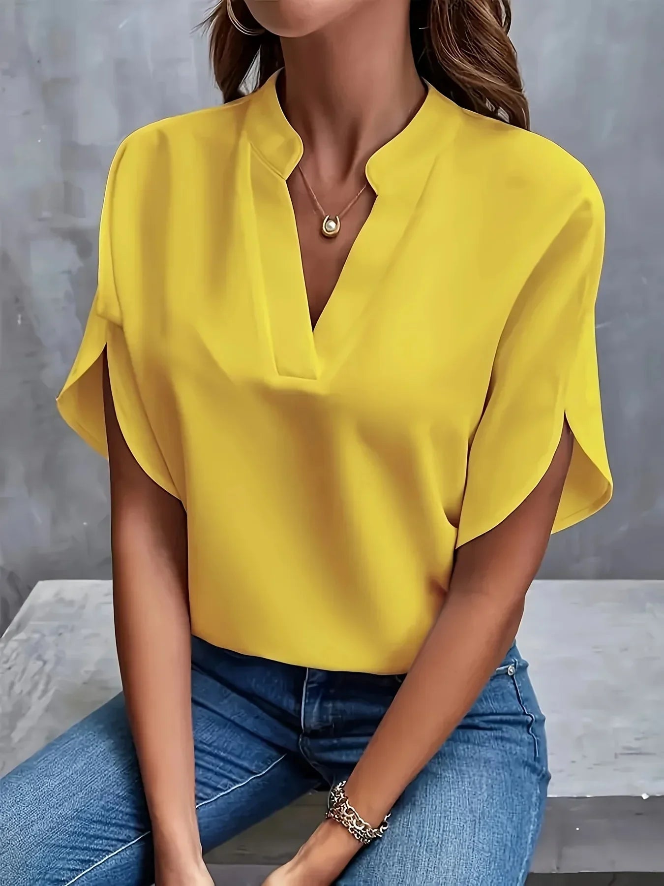 Tessa | V Neck Split Sleeve Chiffon Blouse