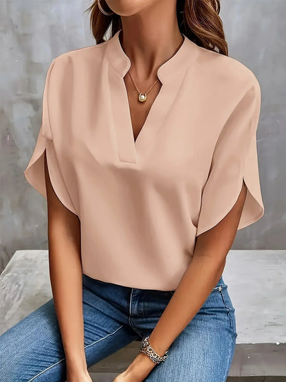 Tessa | V Neck Split Sleeve Chiffon Blouse