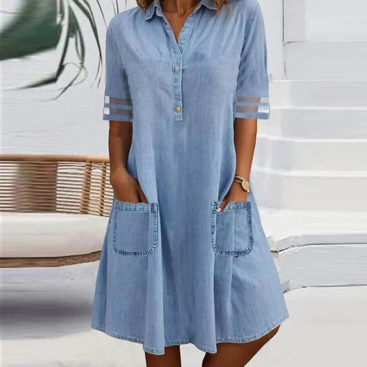 Dani | Denim Sleeve Pocket Mini Summer Dress