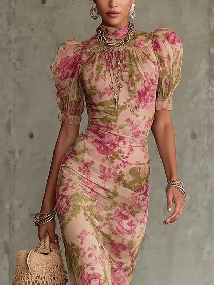Colette | Elegant Vintage Floral Wedding Guest Maxi Dress