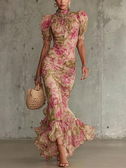 Colette | Elegant Vintage Floral Wedding Guest Maxi Dress