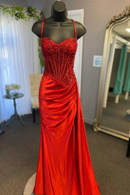 June | Sequin Lace Corset Spaghetti Strap Bridesmaid Dress