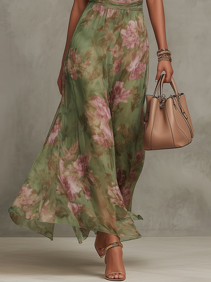 Juniper | Floral Halter Chiffon Wedding Guest Maxi Dress