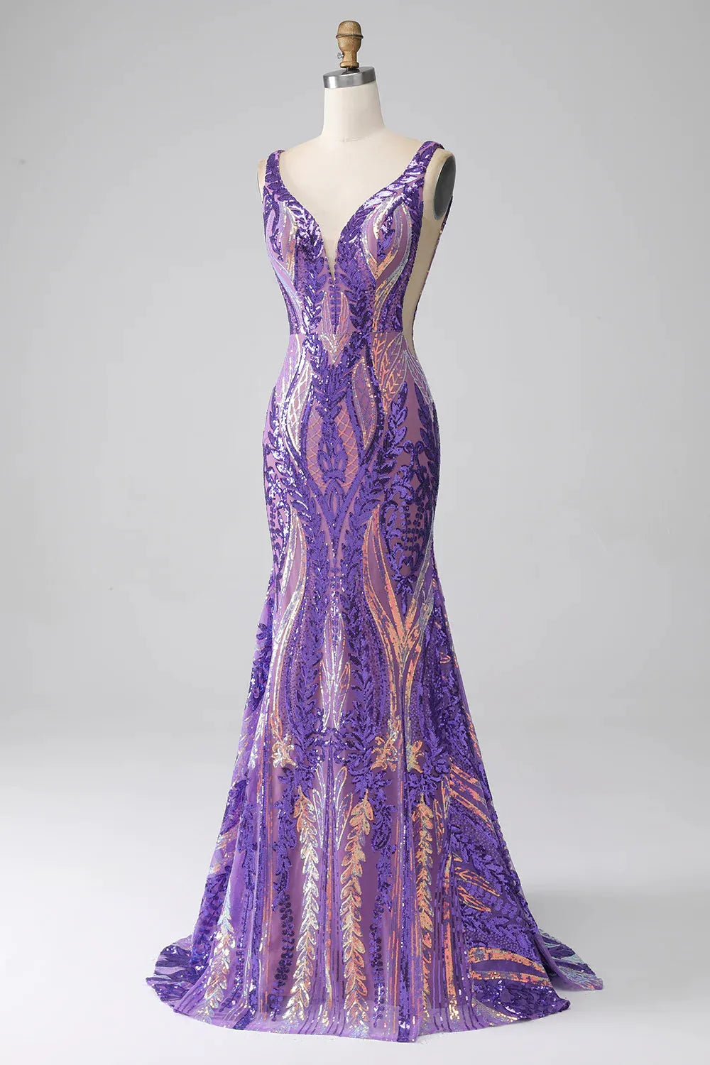 Violet | Sequin Open Back V Neck Mermaid Prom Dress