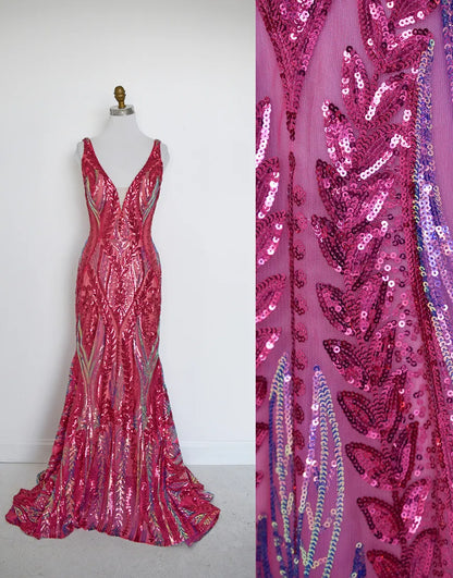 Violet | Sequin Open Back V Neck Mermaid Prom Dress